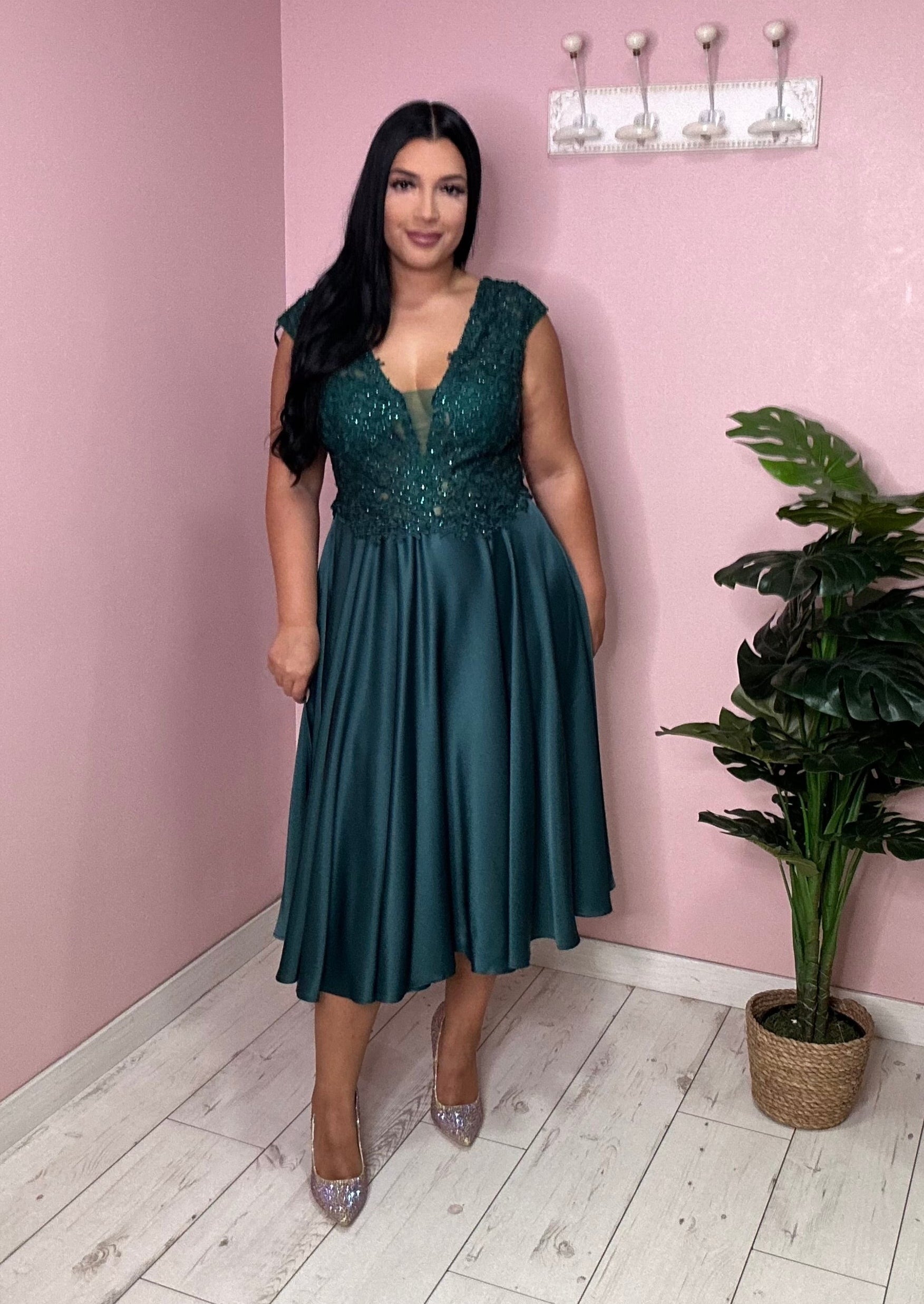 Robe courte 9432 vert foncé