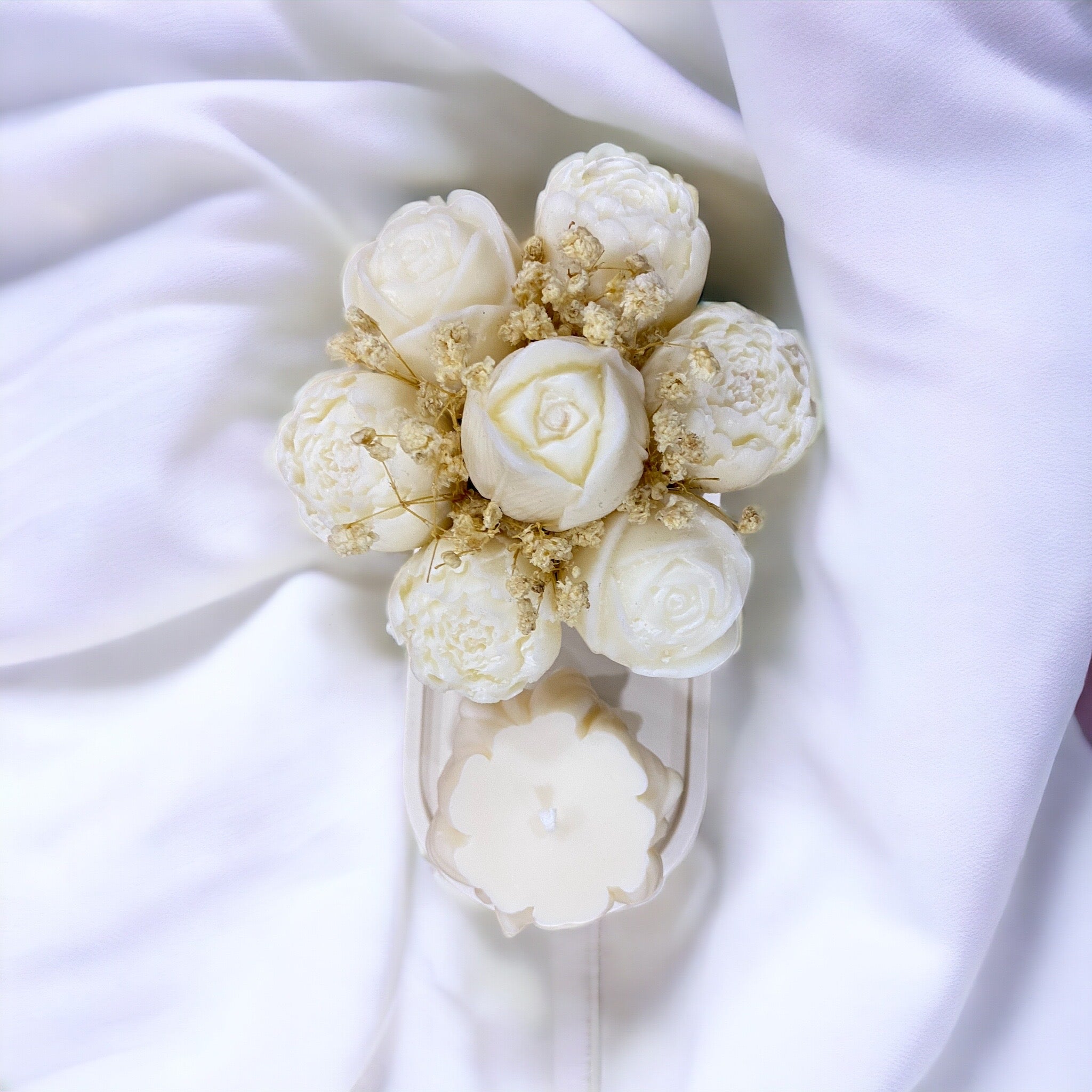 PACK BOUQUET DE FLEURS EN FONDANTS PARFUMES ET BOUGIE PILIER