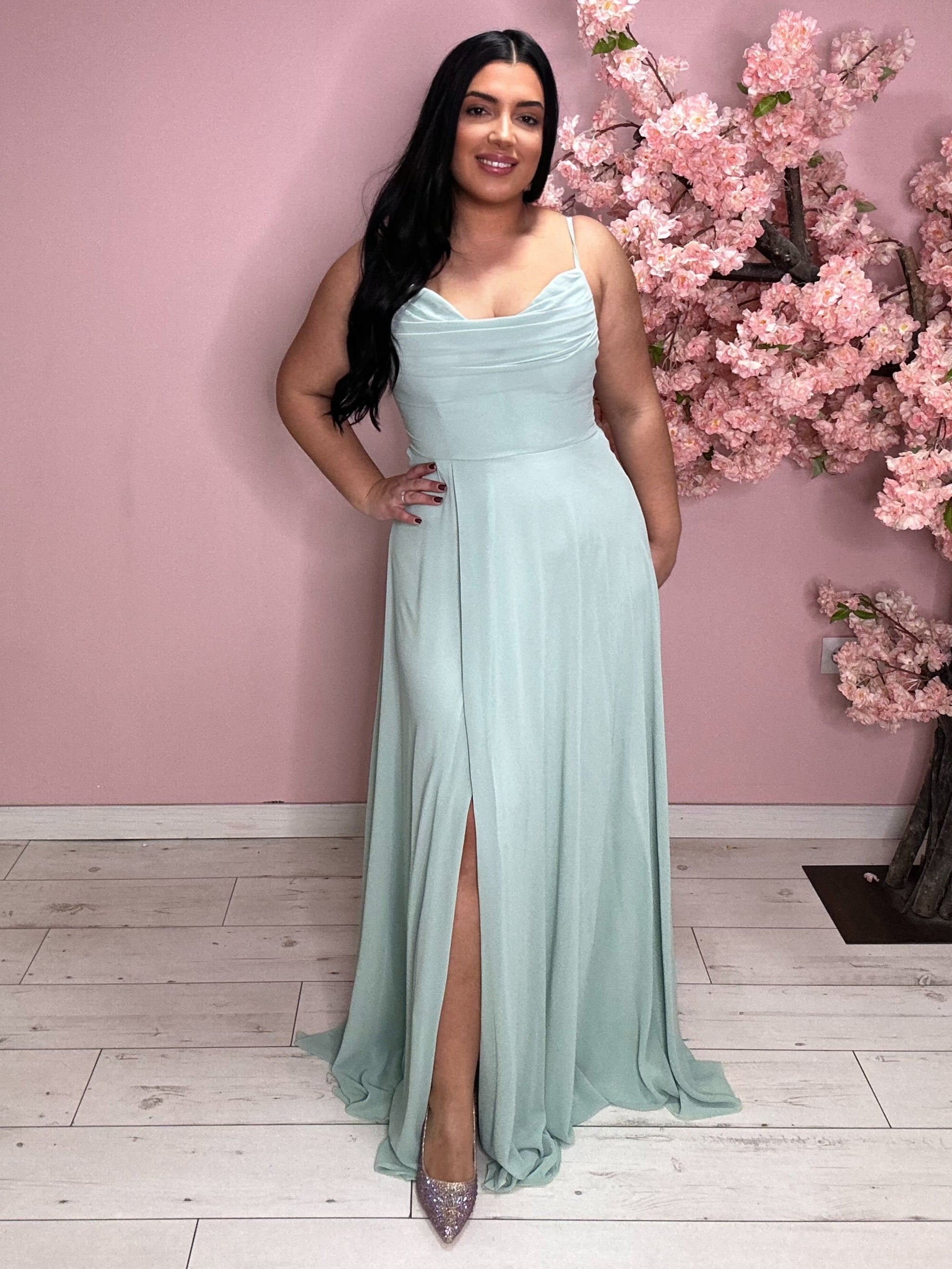 Robe de soirée 8998 vert sauge