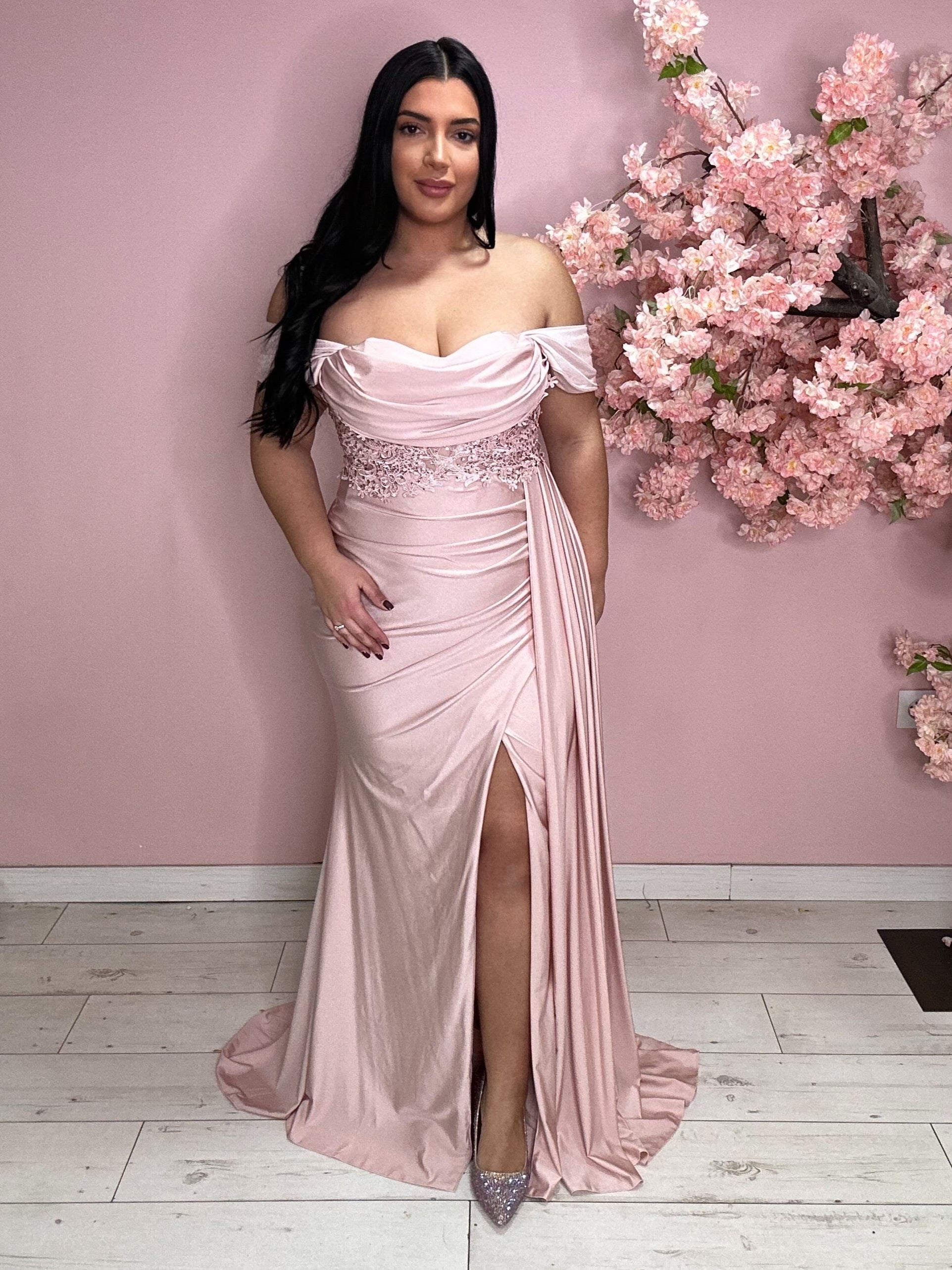 Robe de soirée 9415 rose poudré