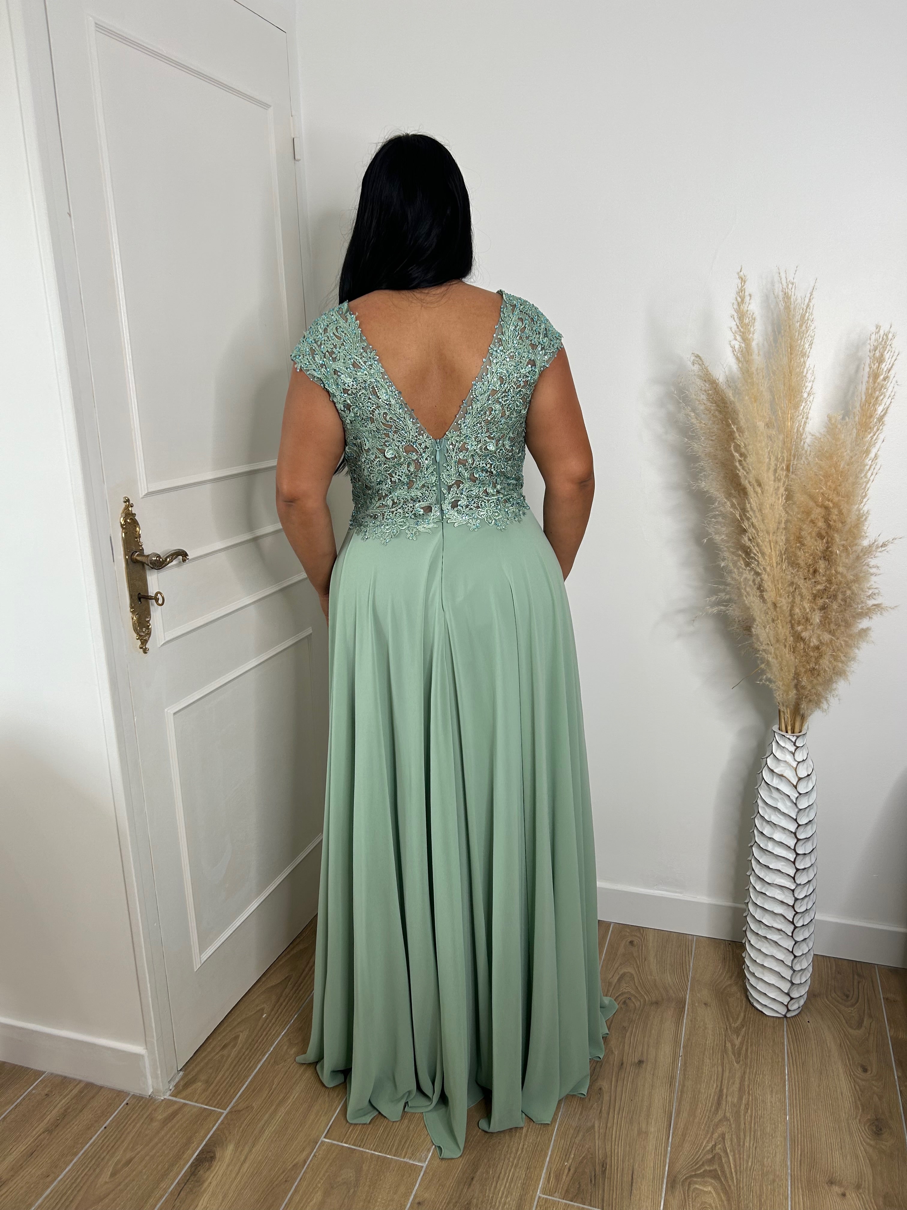 Robe de soirée 9336 vert sauge