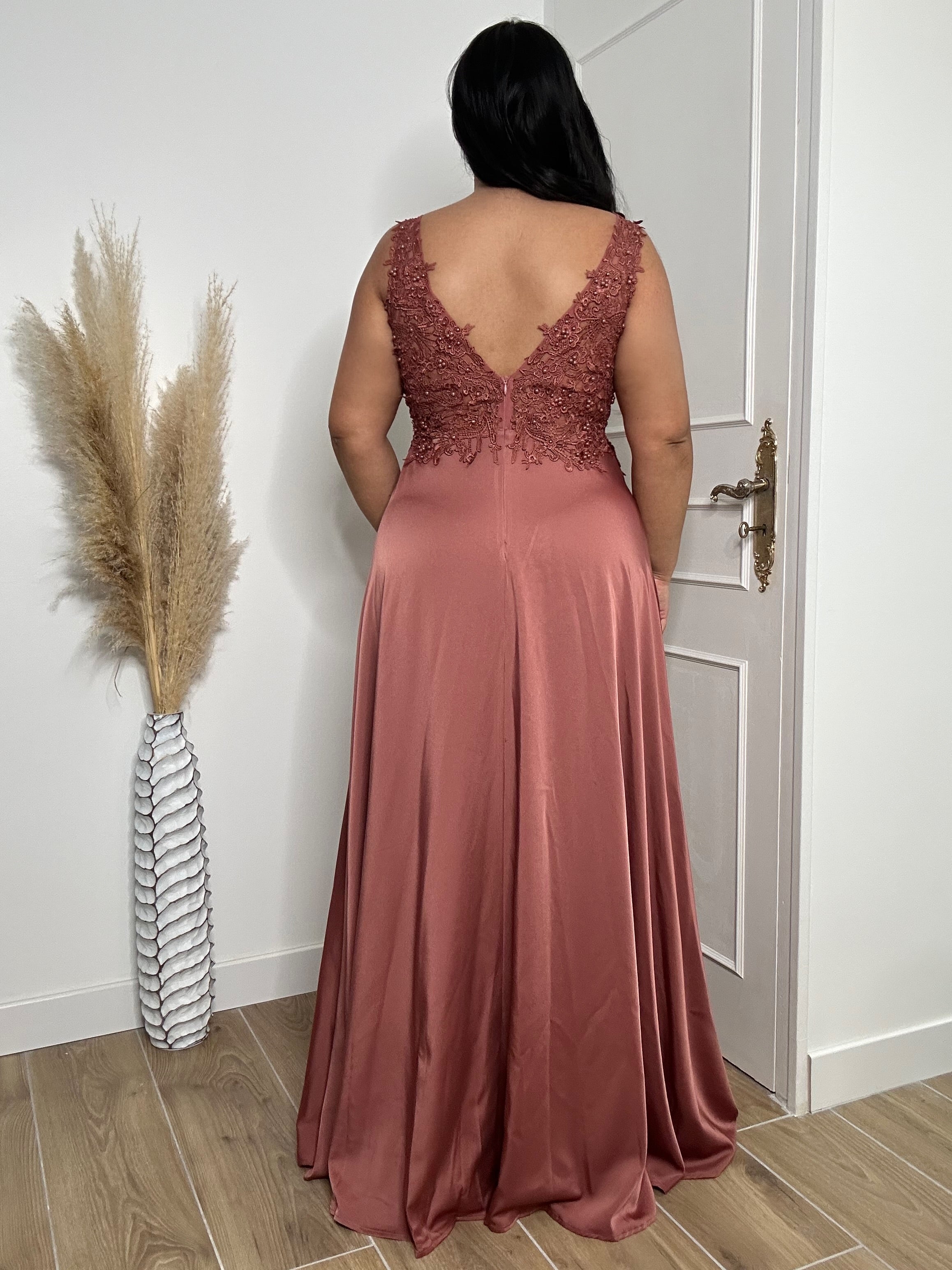 Robe de soirée satinée 8945 orange