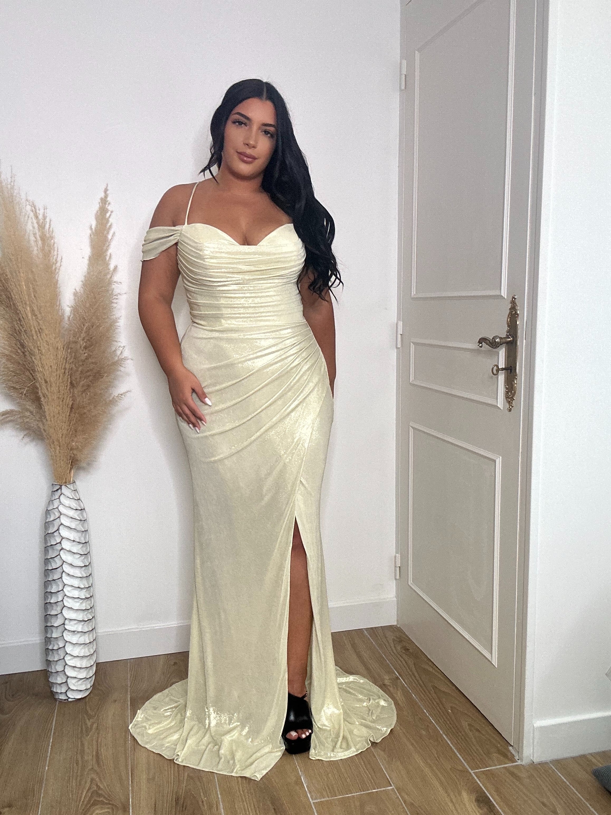 Robe de soirée 8098 beige doré