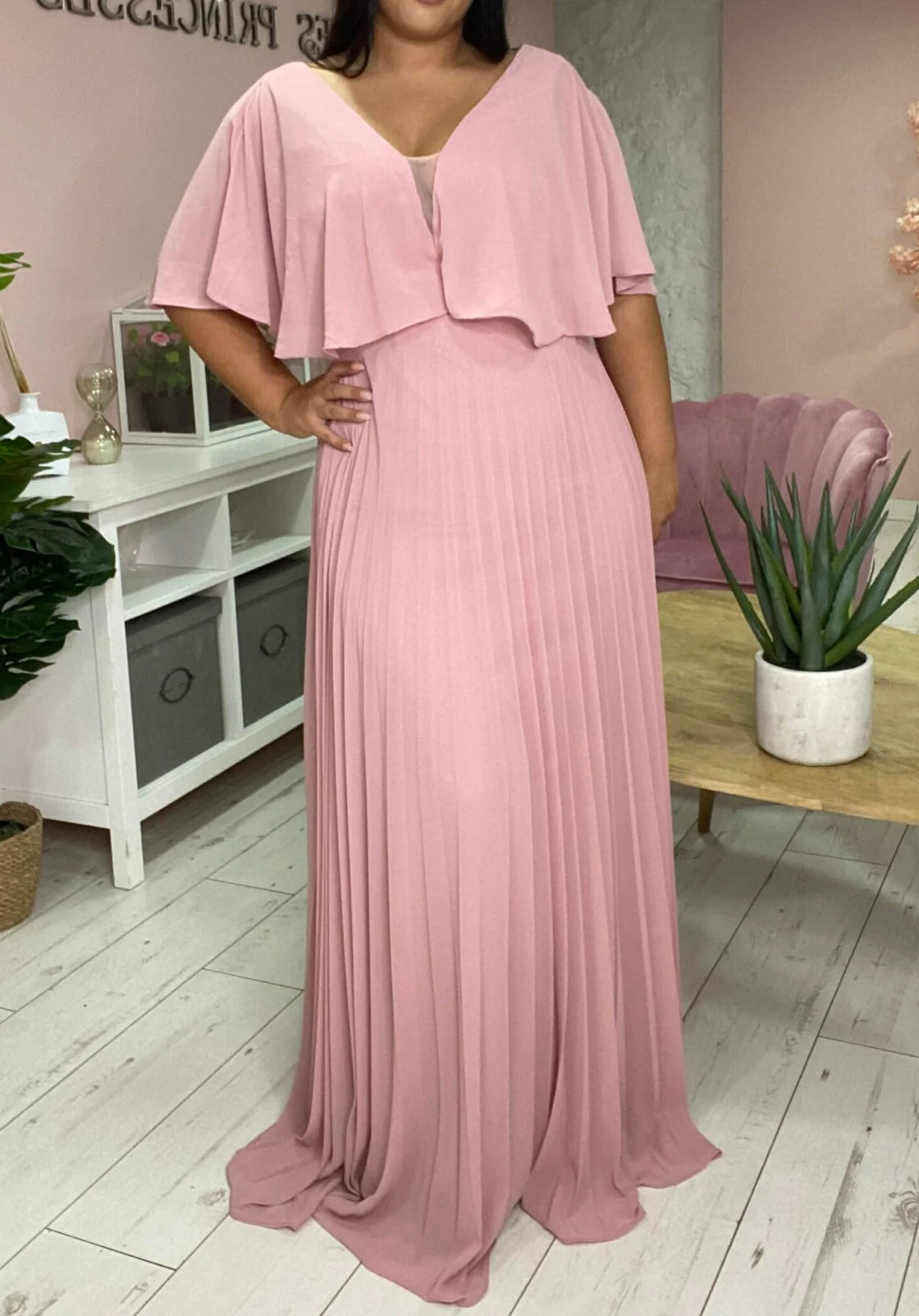 Robe de soirée r1429 vieux rose