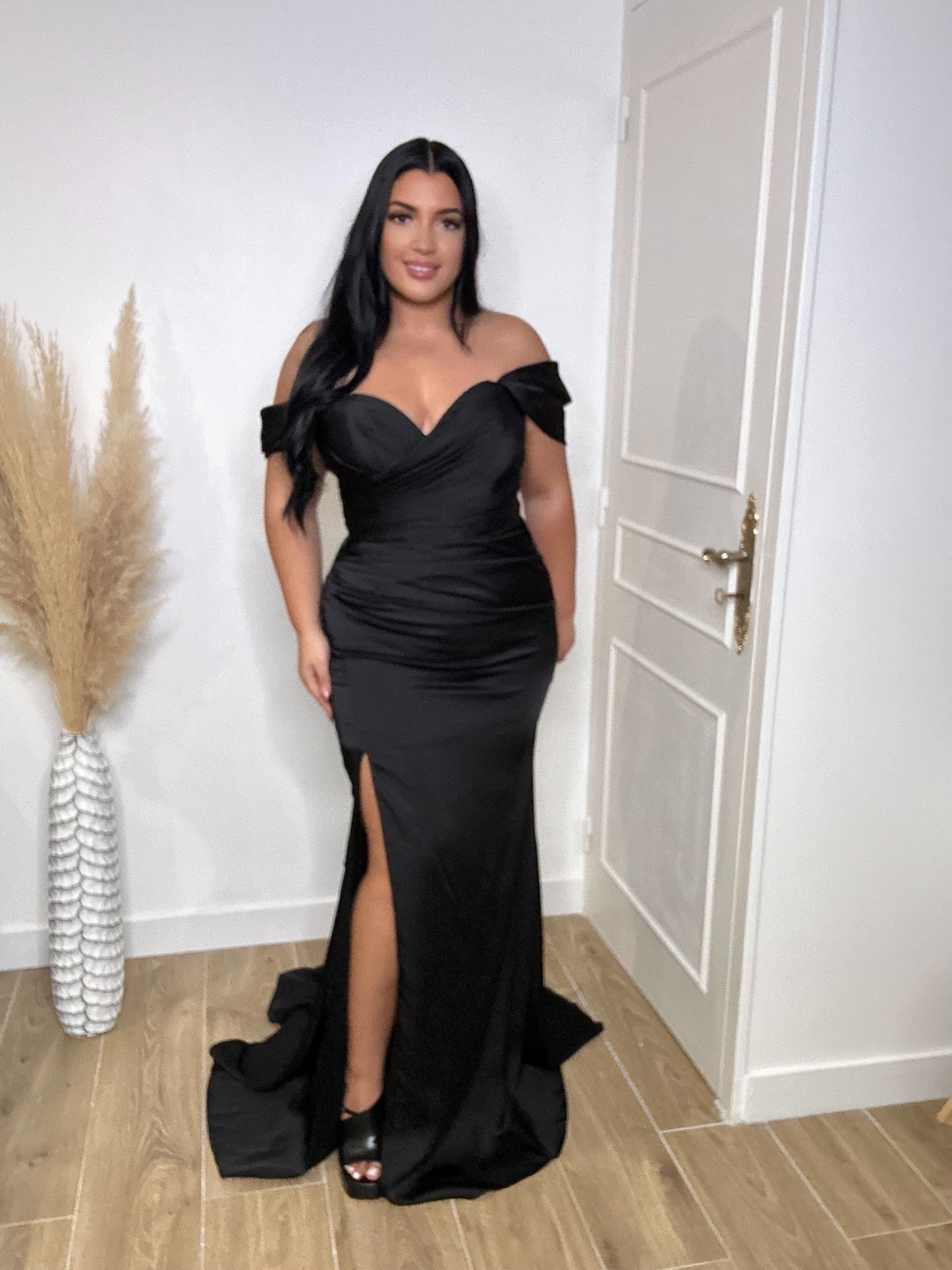 Robe de soirée satin 86001 noir