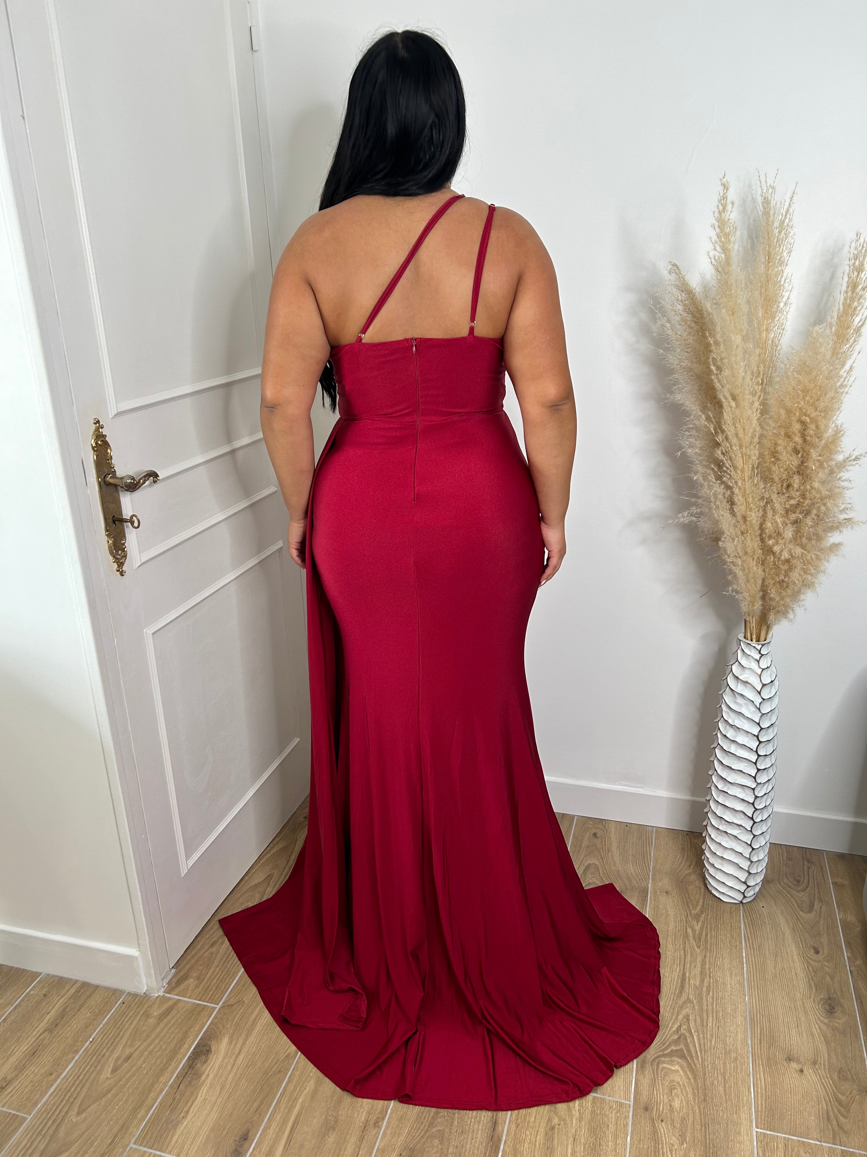 Robe de soirée cintrée 8988 bordeaux