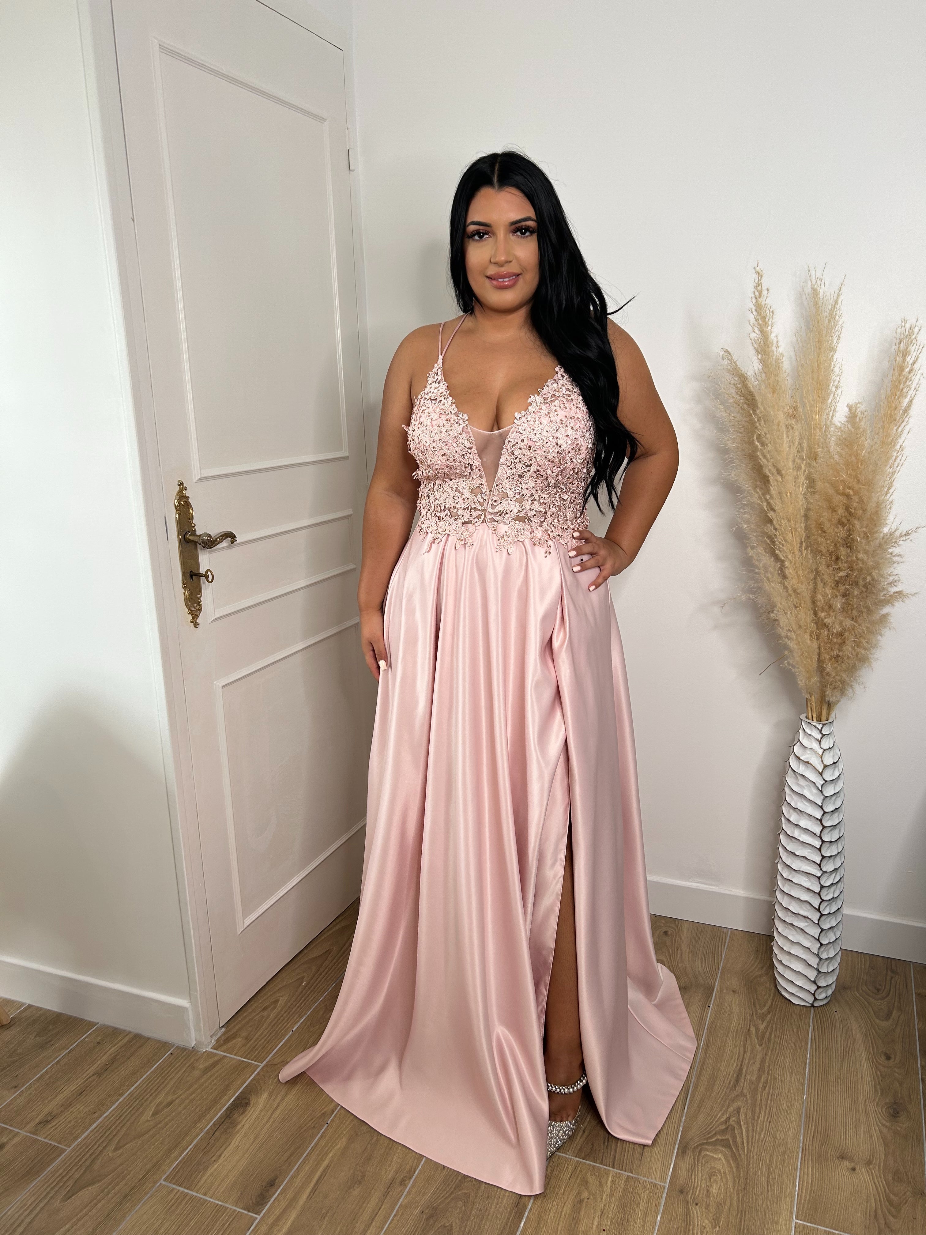 Robe de soirée 9372 rose poudré