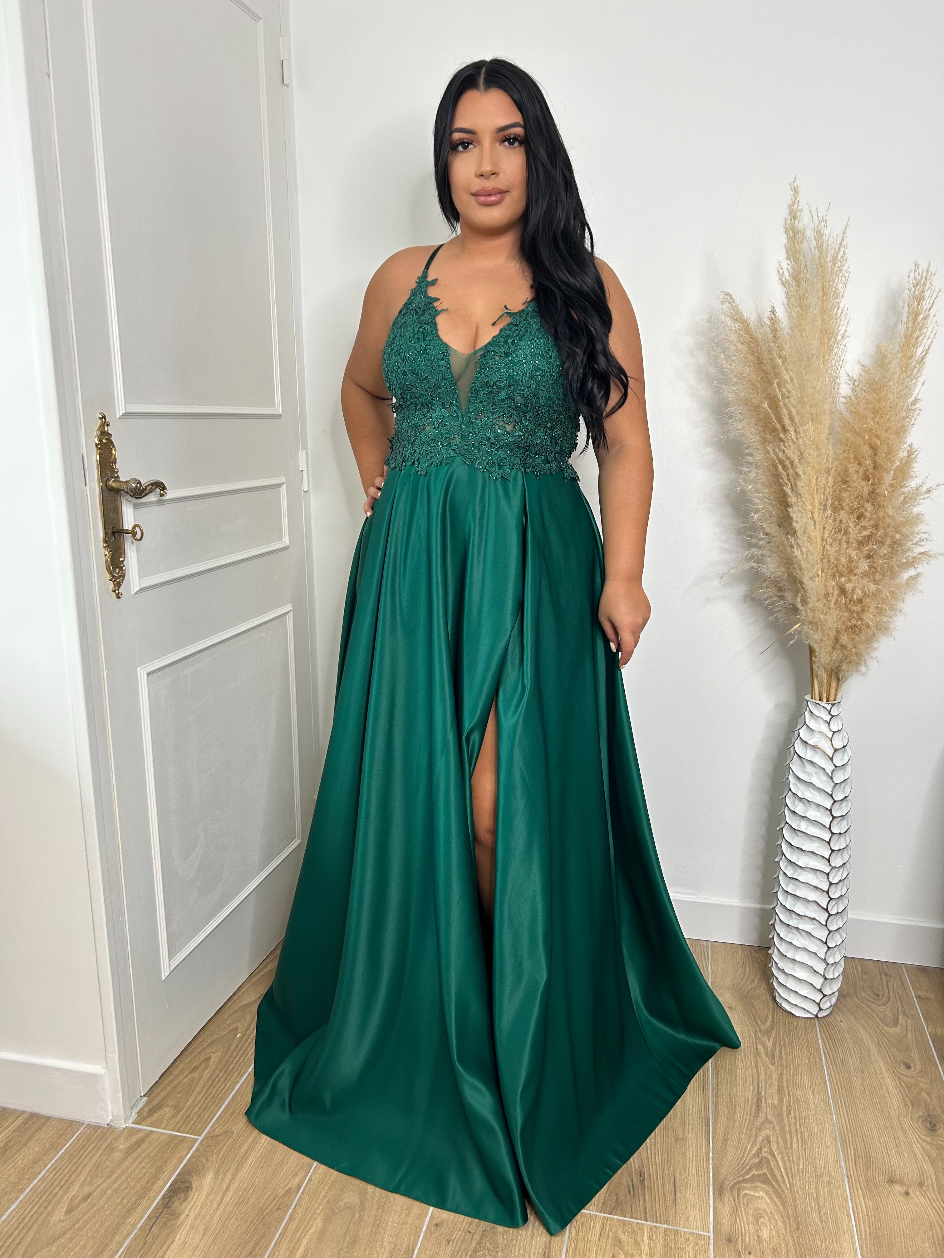Robe de soirée 9372 vert foncé