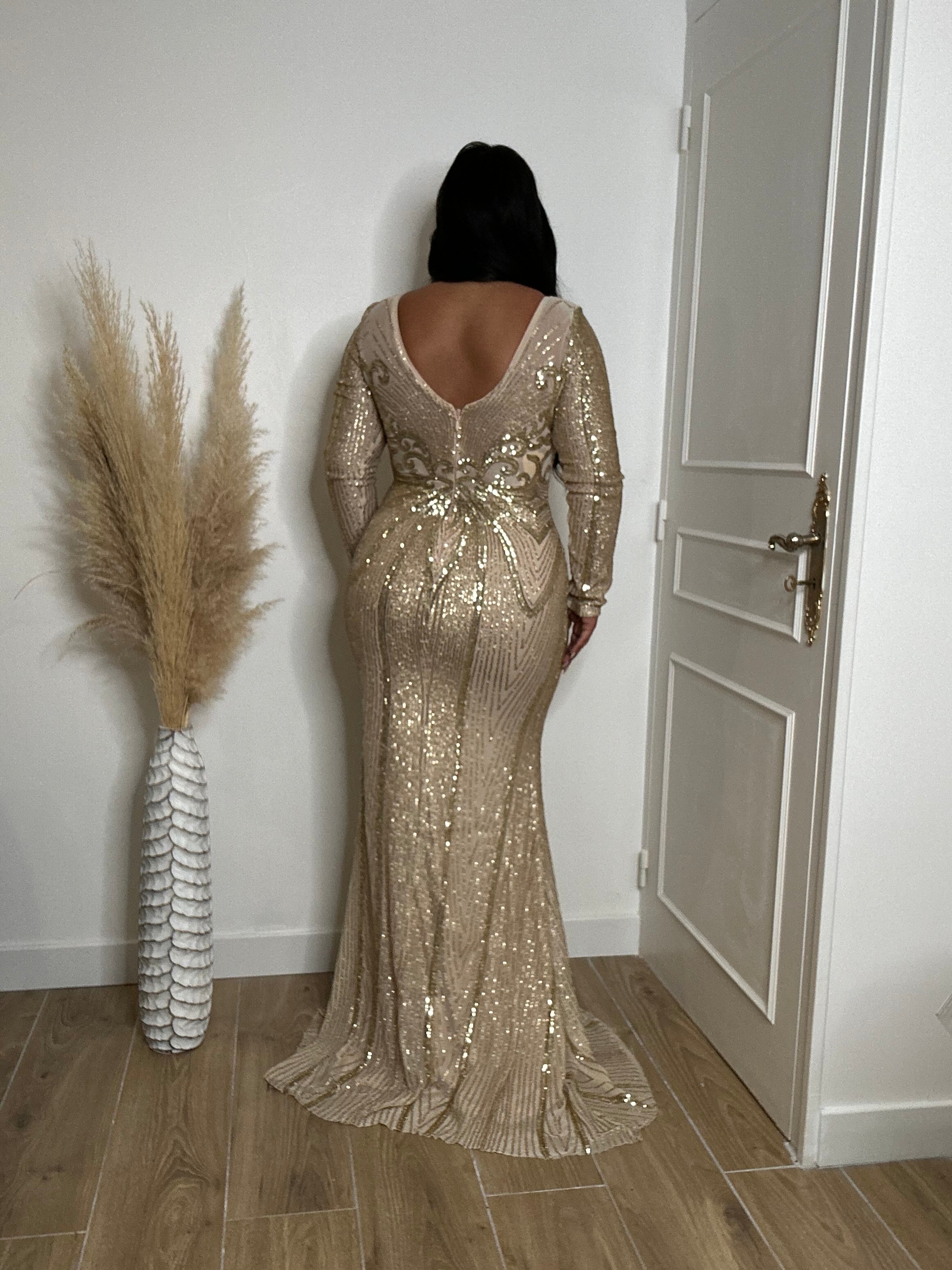 Robe de soirée manches longues 20051 or