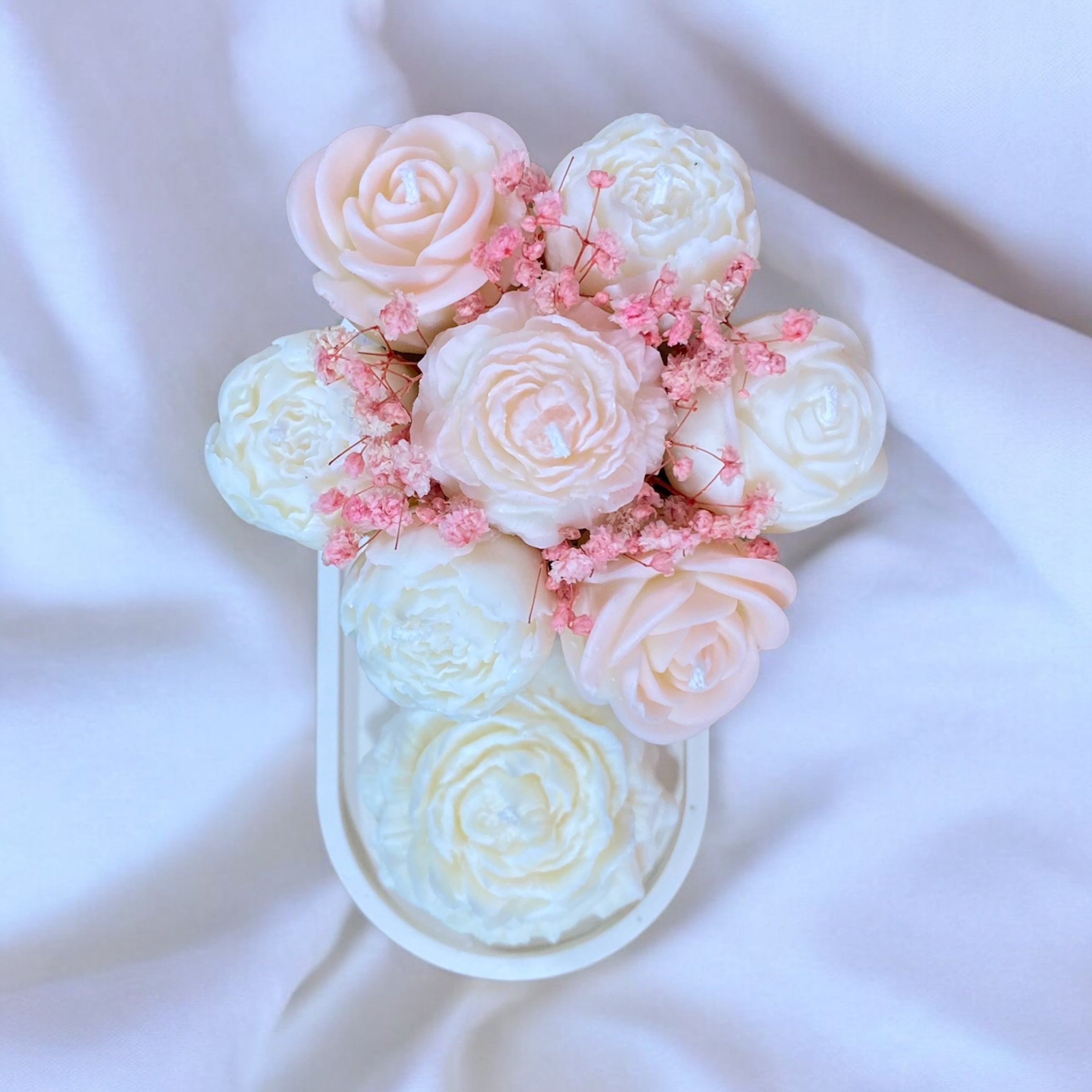 PACK BOUQUET DE FLEURS EN BOUGIES PARFUMEES ET BOUGIE PIVOINE