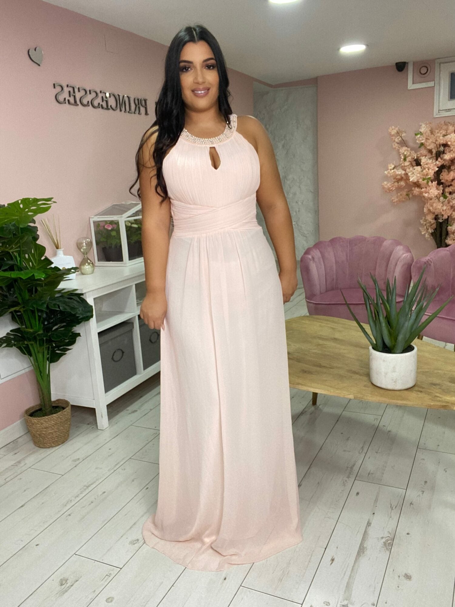 Robe de soirée 8027 rose poudré