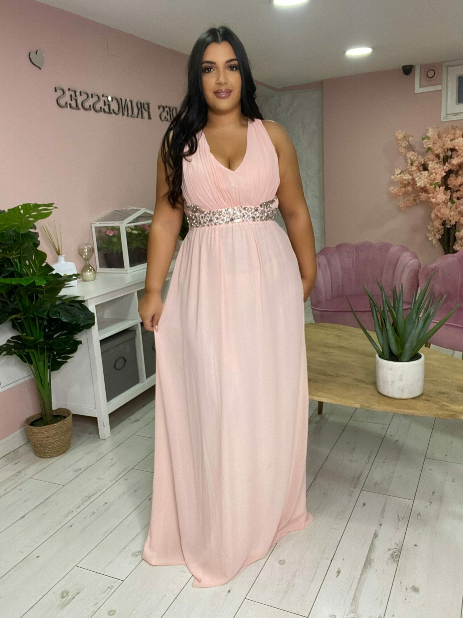 Robe de soirée 621 rose poudré