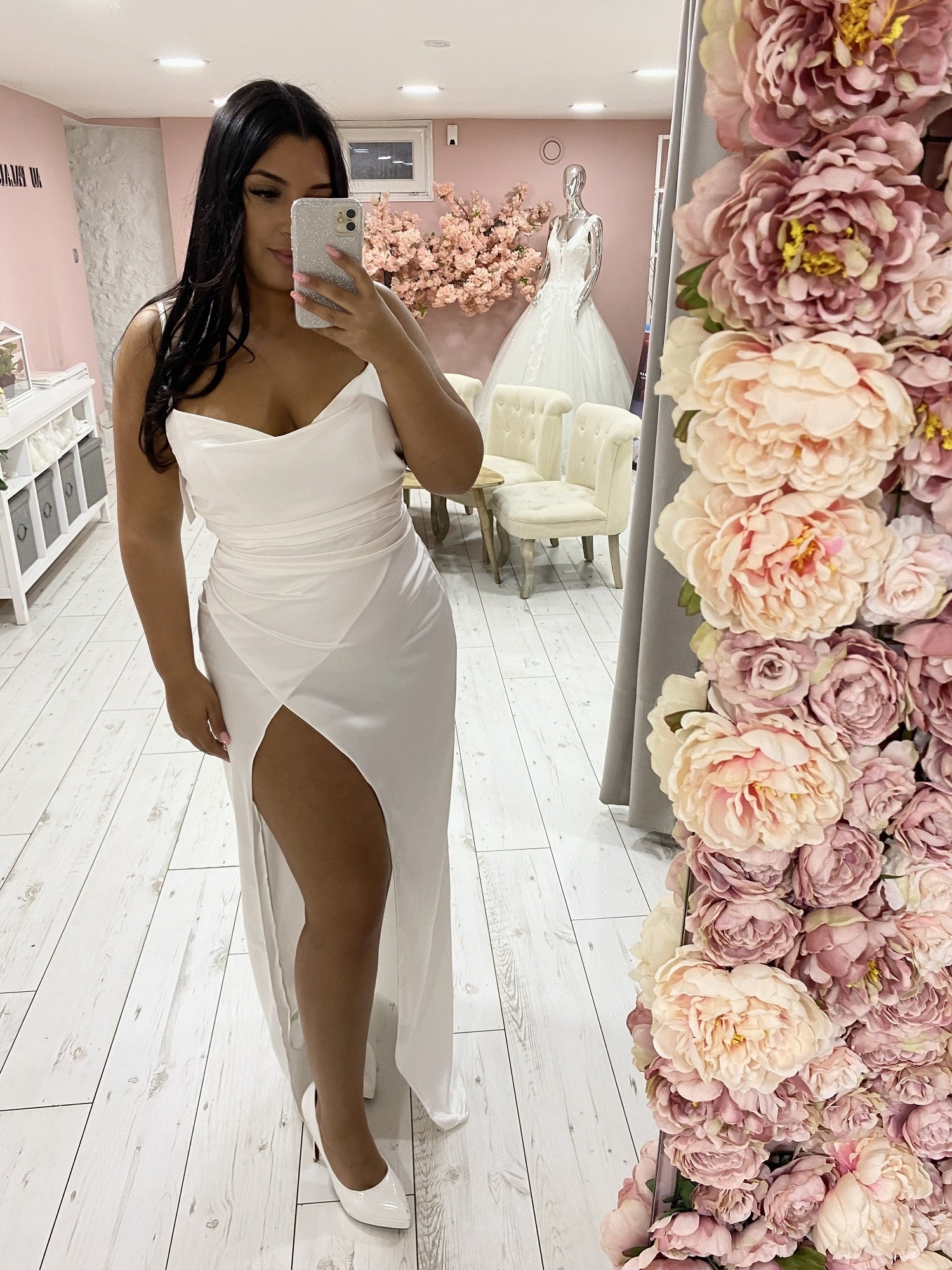 Robe de soirée hm2308 blanc