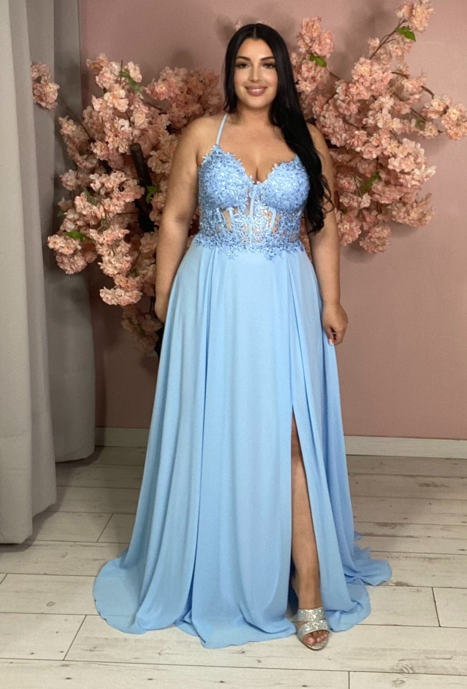 Robe de soirée 9455 bleu ciel