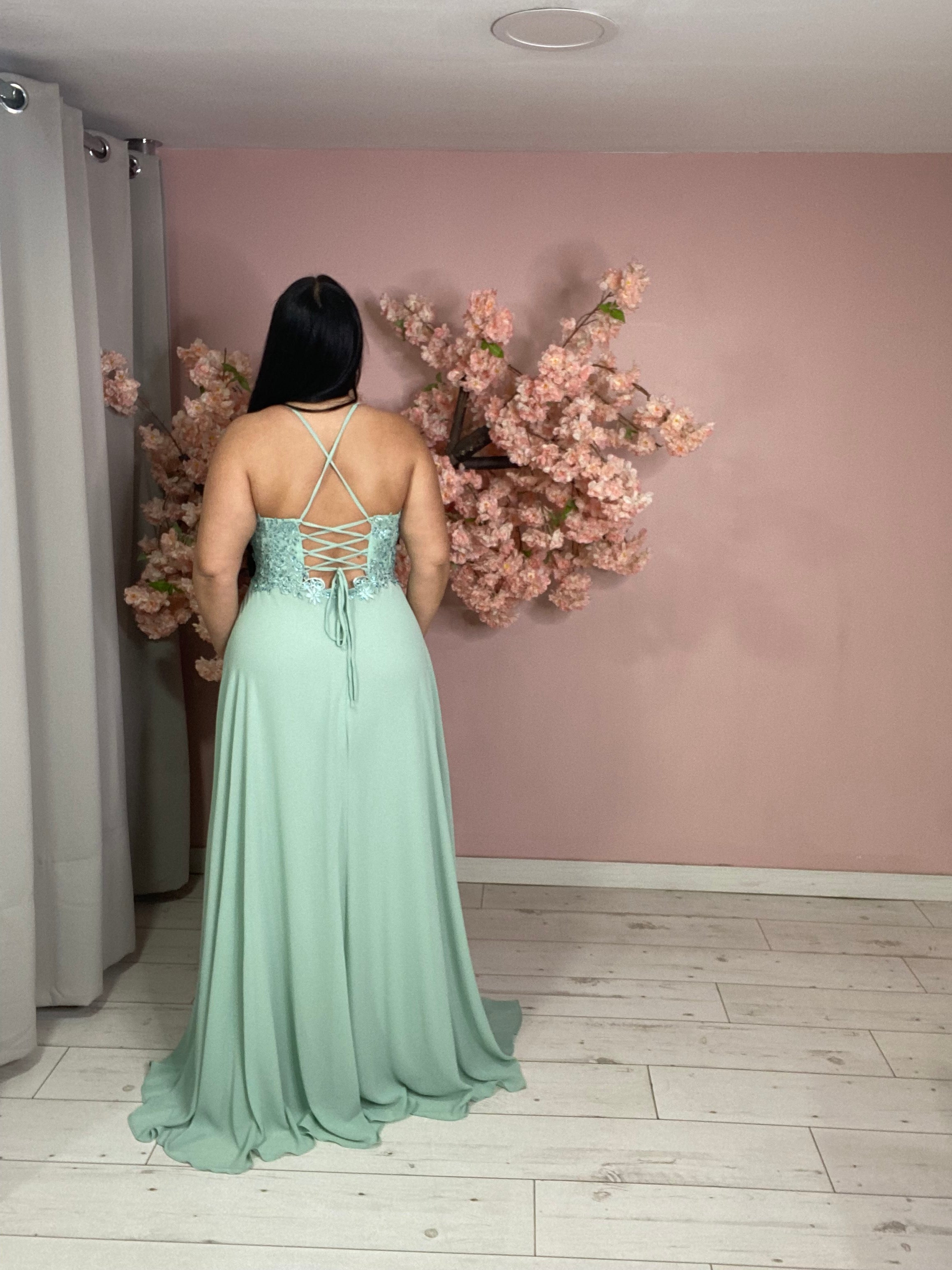 Robe de soirée 9455 vert sauge