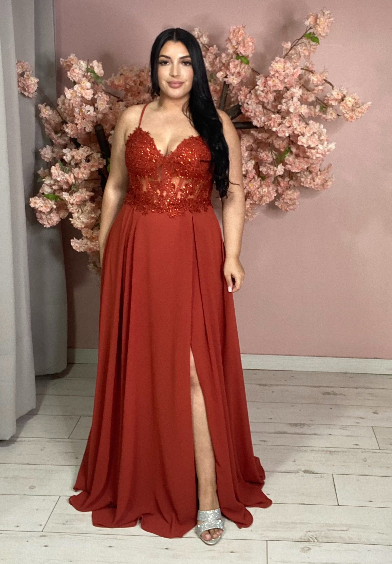 Robe de soirée 9455 terracotta