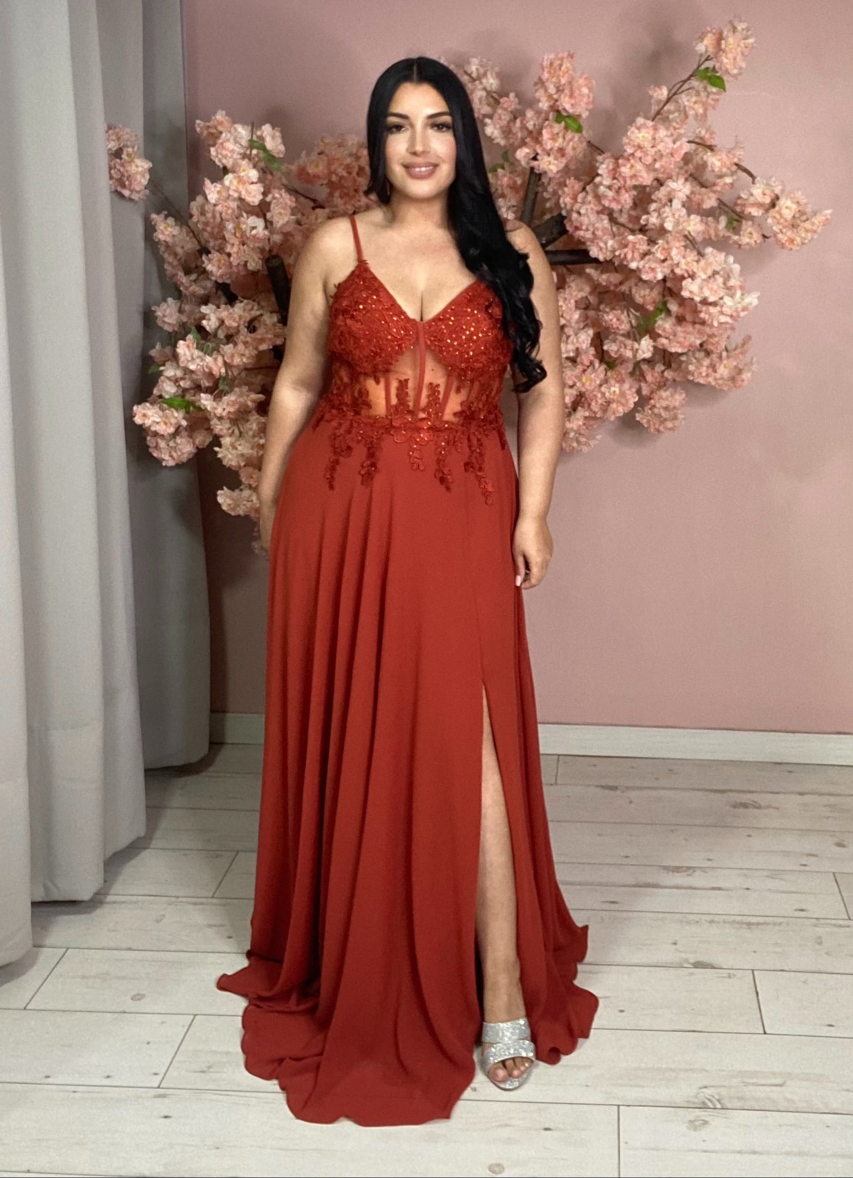 Robe de soirée 9457 terracotta