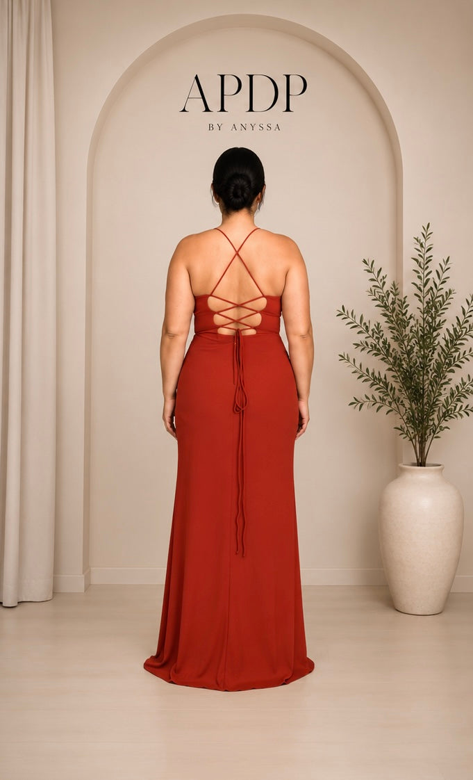 Robe de soirée 8991 terracotta