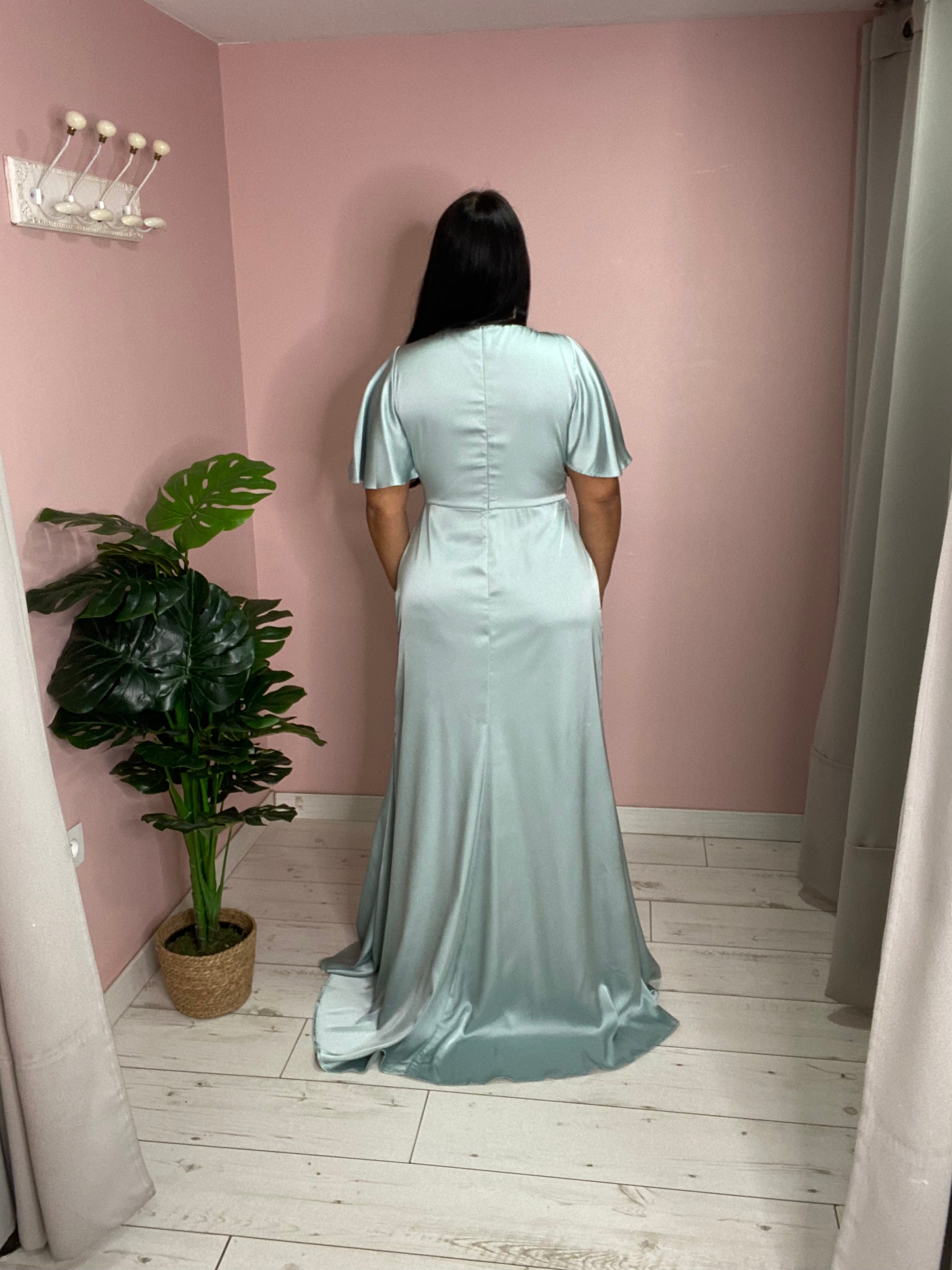 Robe de soirée 5039 vert sauge