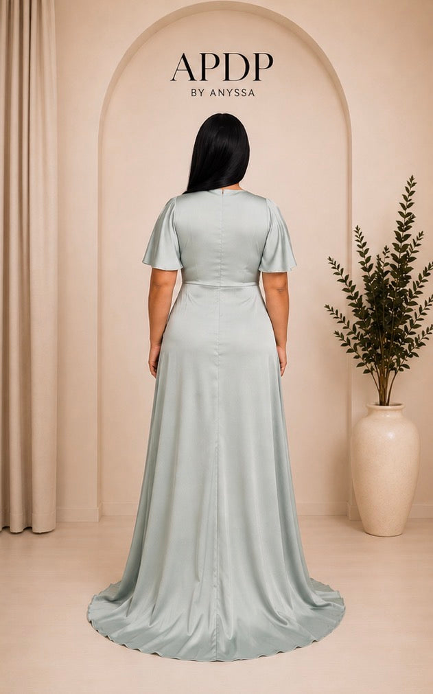 Robe de soirée 5039 vert sauge