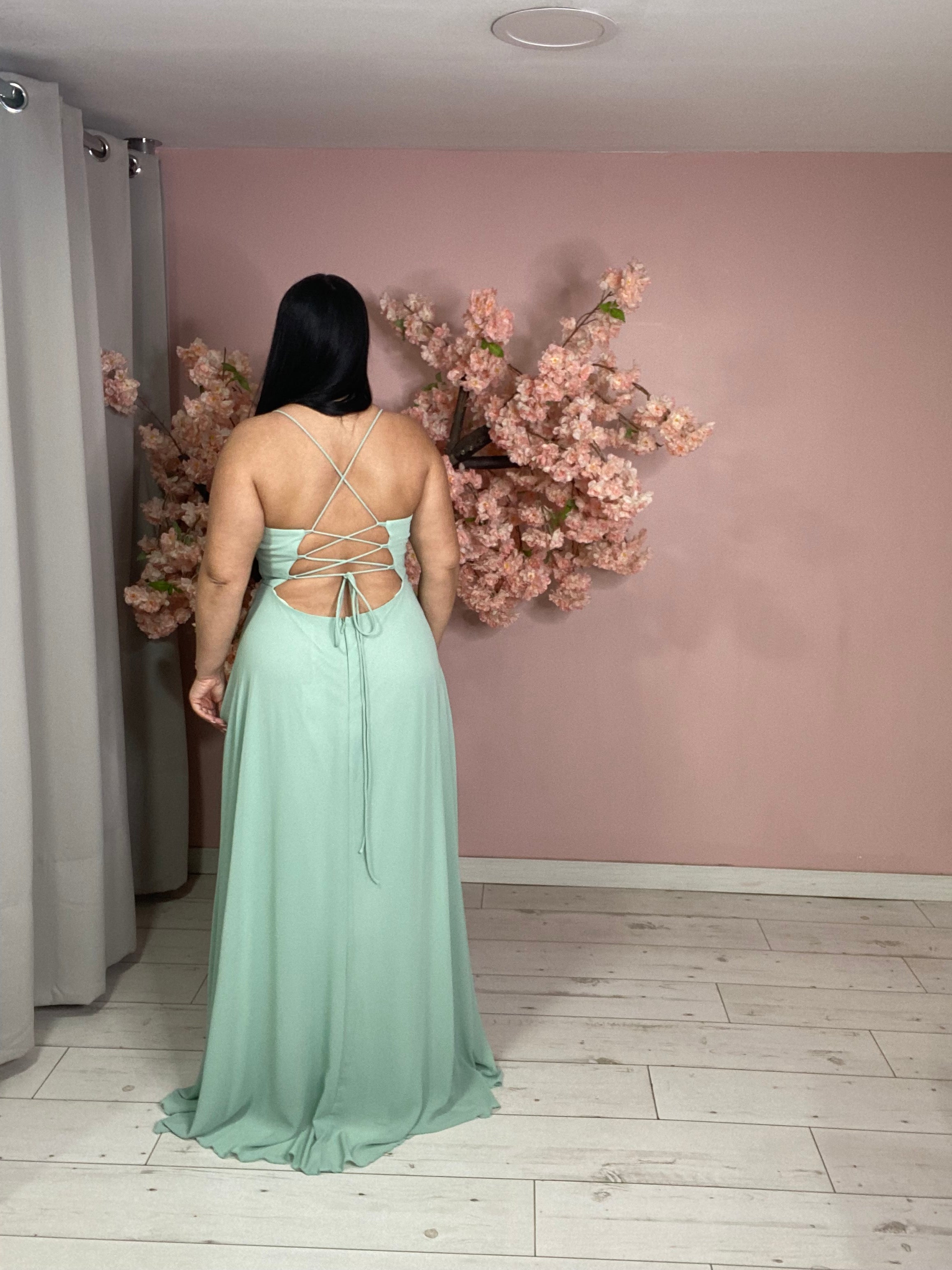 Robe de soirée 8995 vert sauge