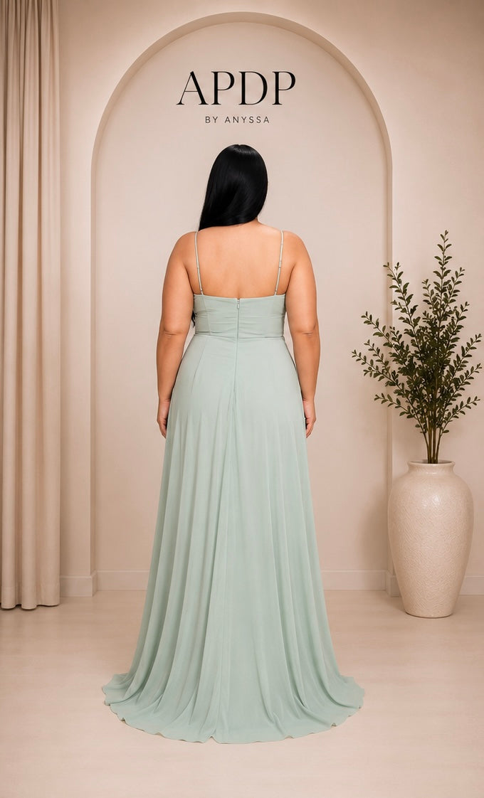 Robe de soirée 8998 vert sauge