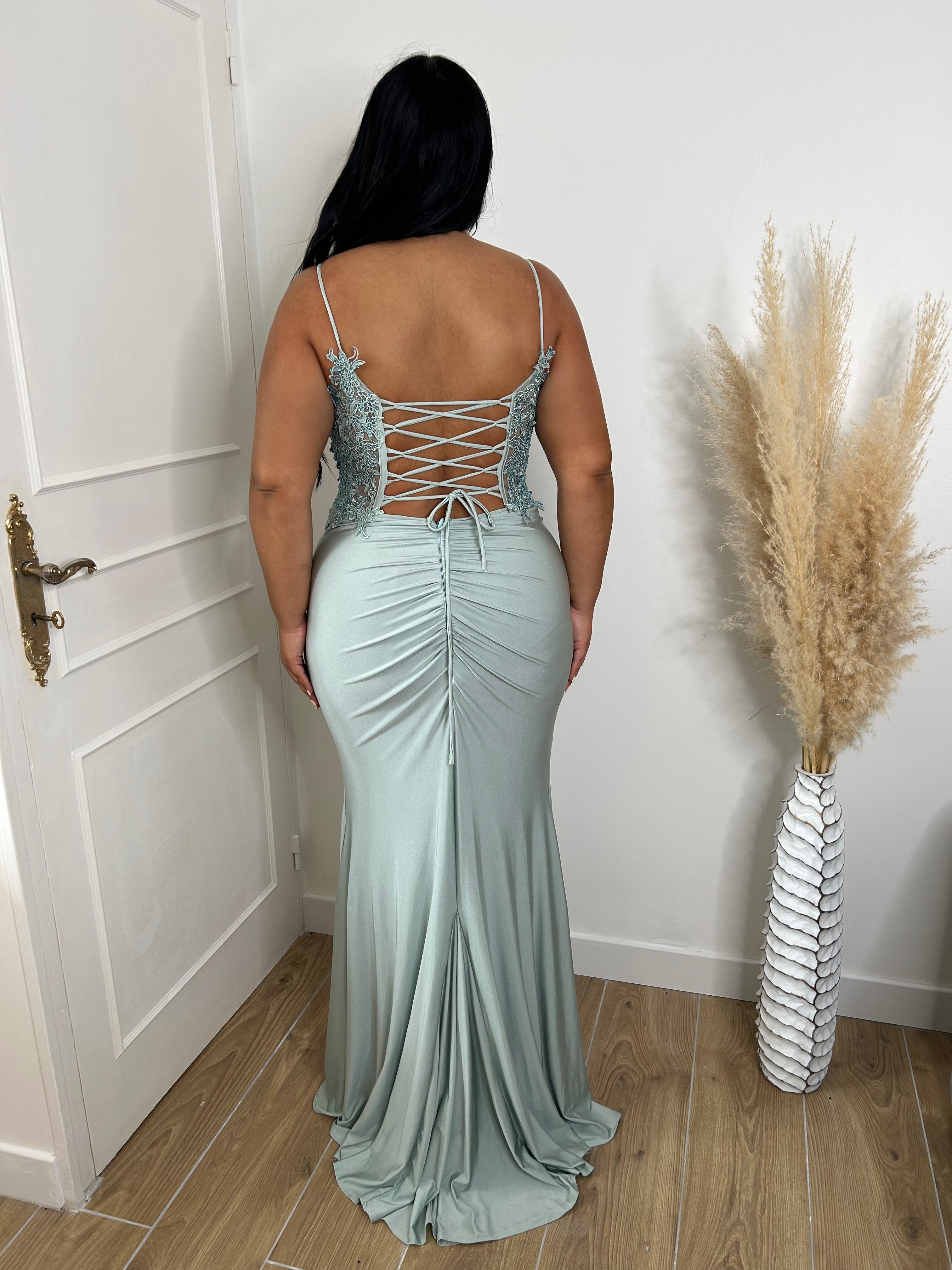 Robe de soirée 9419 vert sauge