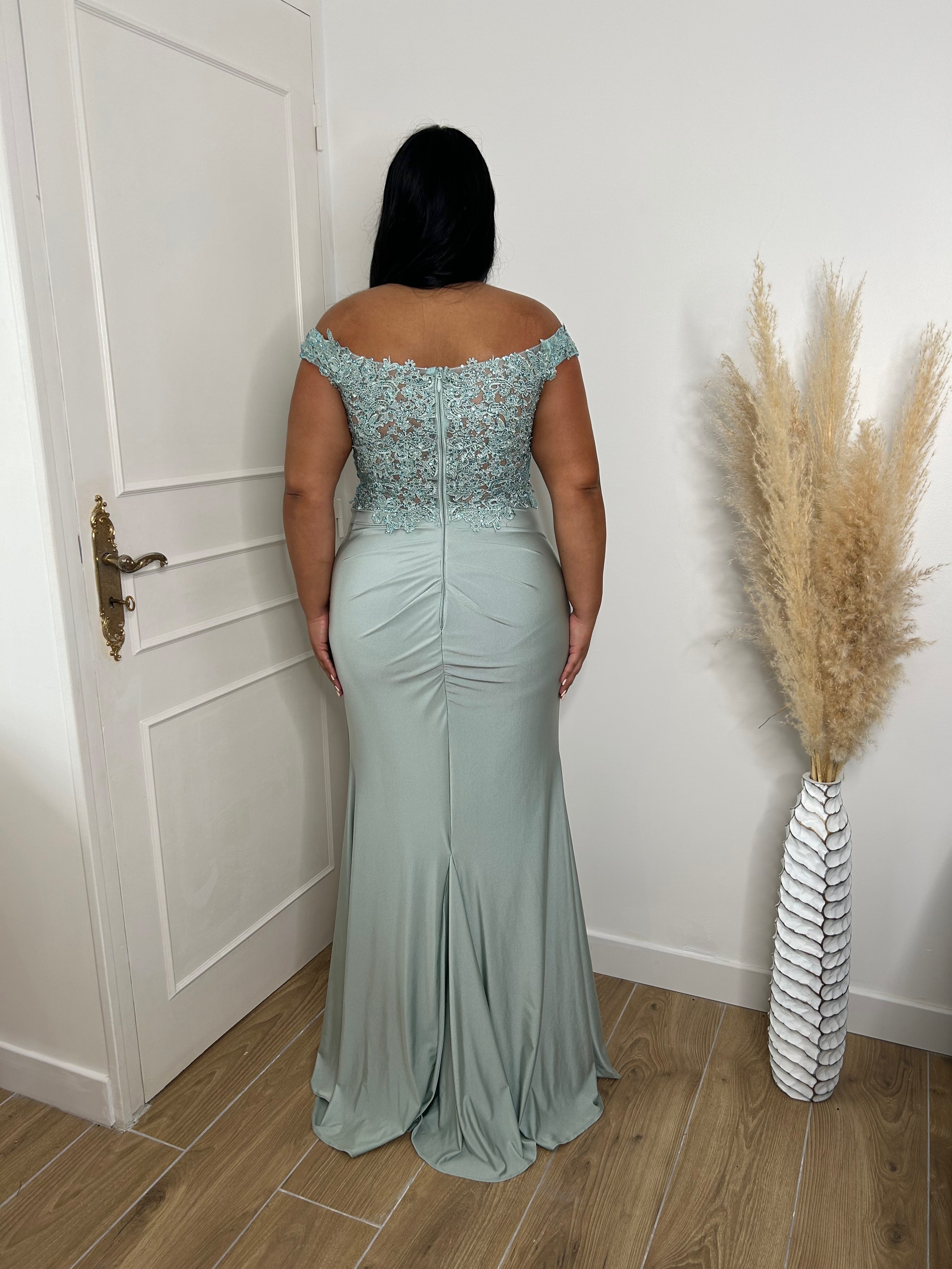 Robe de soirée 9427 vert sauge