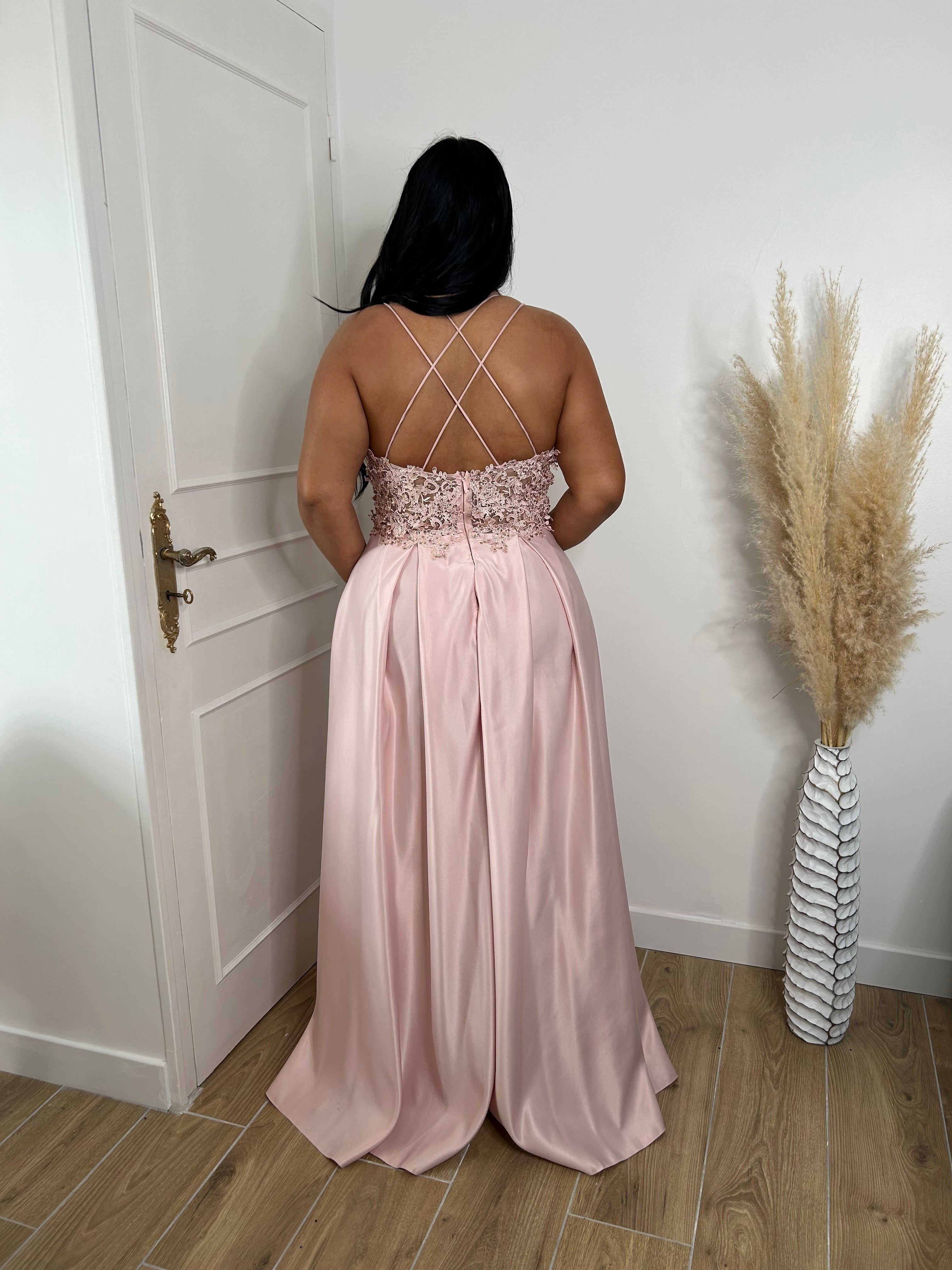 Robe de soirée 9372 rose poudré